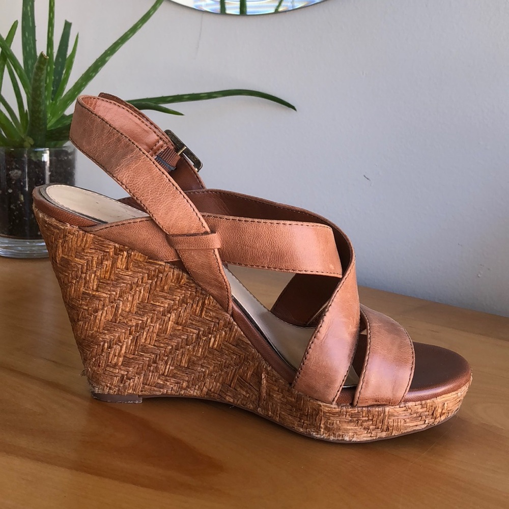 Tan wedge sandals. size 8.5.